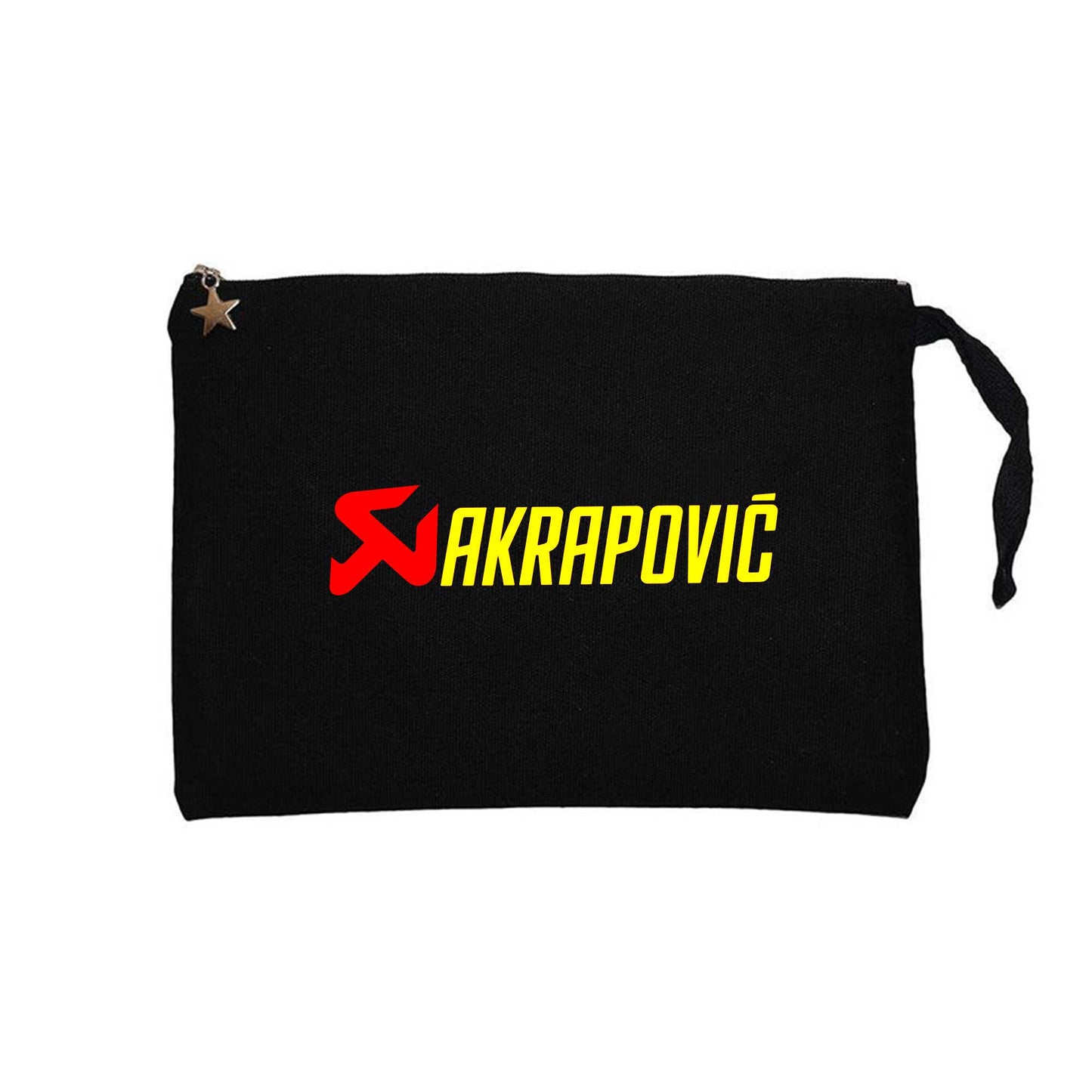 Akrapovic Logo Text Siyah Clutch Astarlı Cüzdan / El Çantası