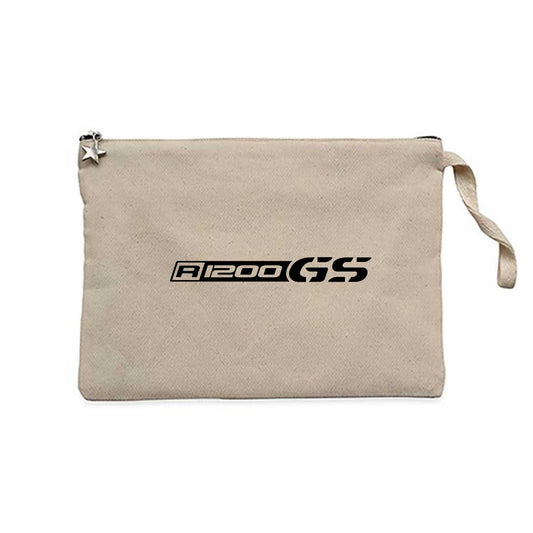 R1200GS Text Logo Krem Clutch Astarlı Cüzdan / El Çantası