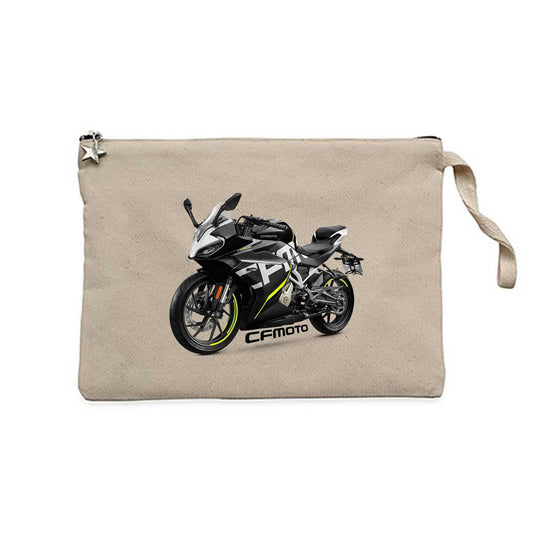CFMOTO 250SR And Text Krem Clutch Astarlı Cüzdan / El Çantası
