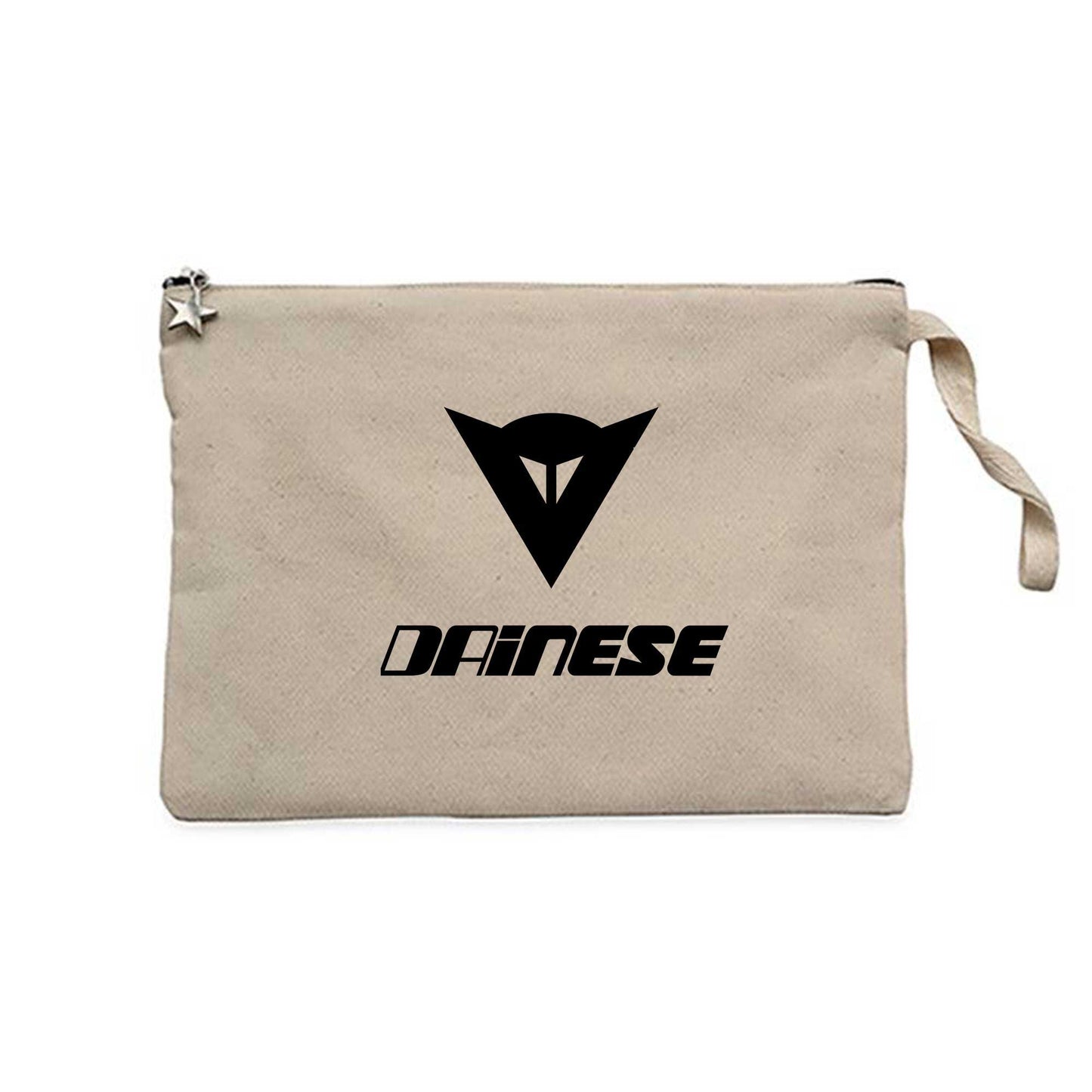 Dainese Black Logo Text Krem Clutch Astarlı Cüzdan / El Çantası