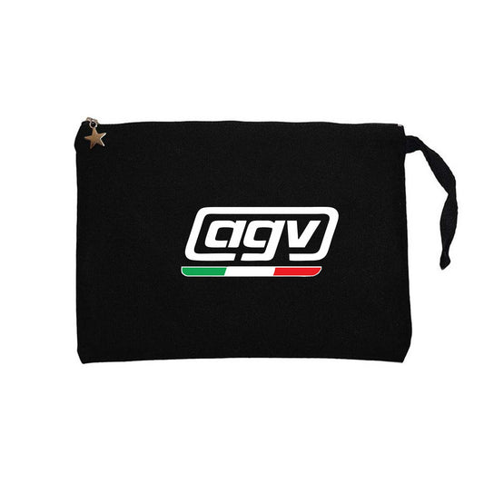 AGV İtalya Logo Siyah Clutch Astarlı Cüzdan / El Çantası