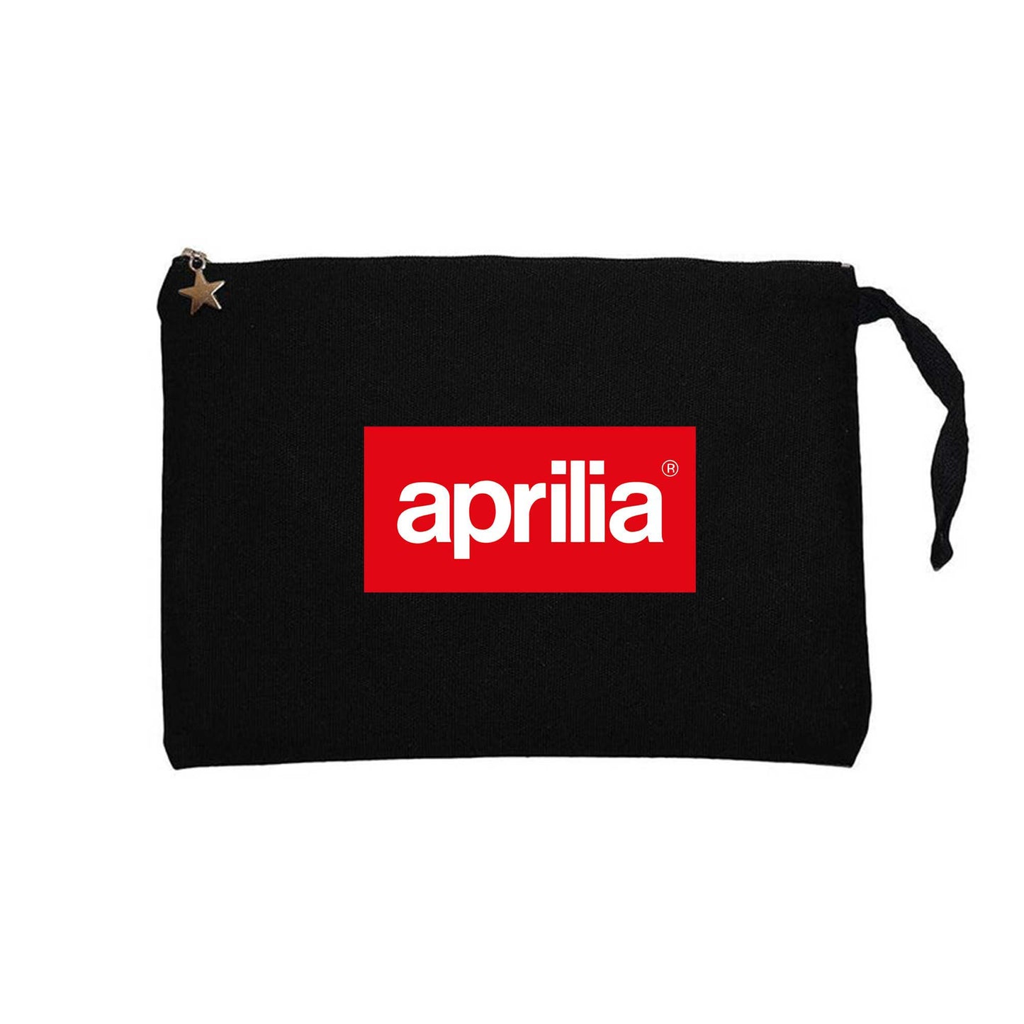 Aprilla Logo Siyah Clutch Astarlı Cüzdan / El Çantası