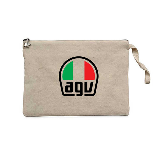 Agv Logo Krem Clutch Astarlı Cüzdan / El Çantası