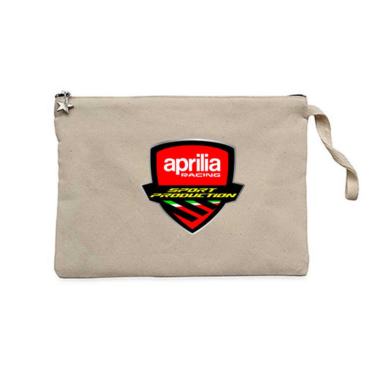 Aprilia Racing Logo Krem Clutch Astarlı Cüzdan / El Çantası