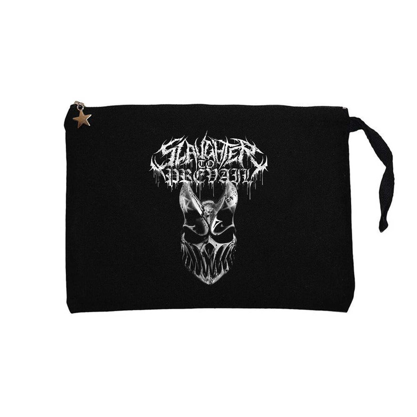 Slaughter To Prevail Silvermask Text Siyah Clutch Astarlı Cüzdan / El Çantası