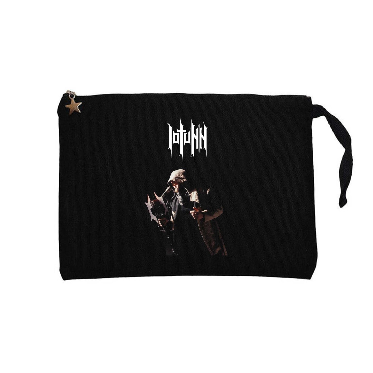 Iotunn Logo Jón Aldara Siyah Clutch Astarlı Cüzdan / El Çantası