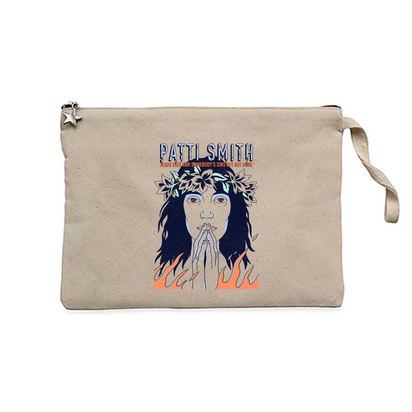 Patti Smith Gloria Krem Clutch Astarlı Cüzdan / El Çantası