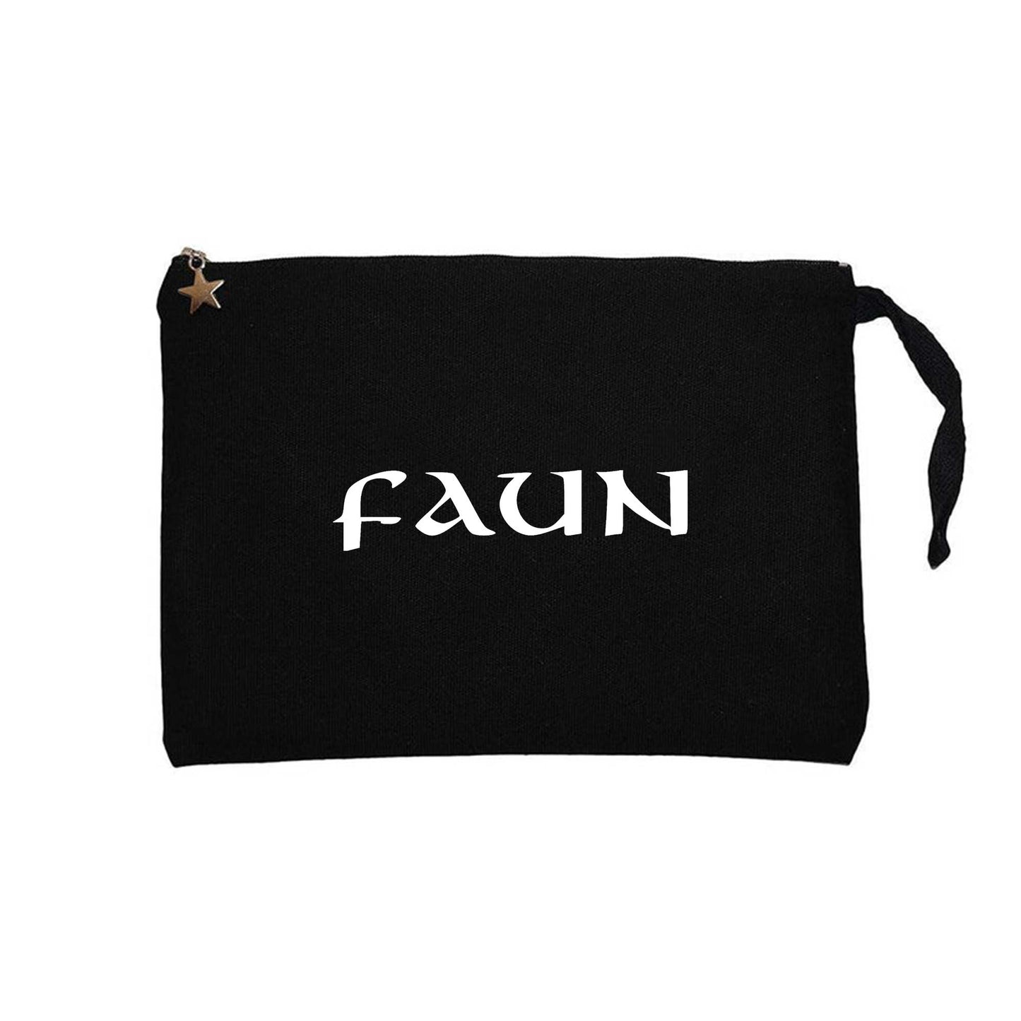 Faun Text Logo Siyah Clutch Astarlı Cüzdan / El Çantası