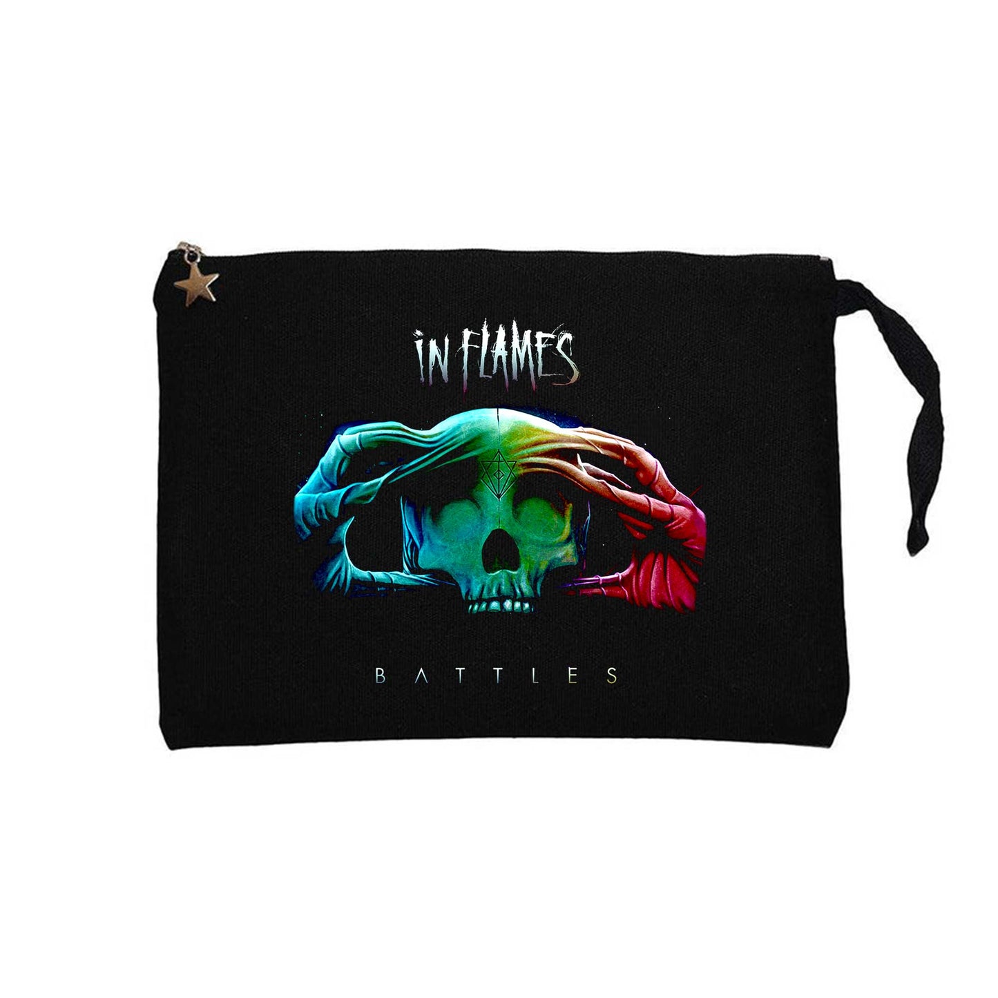 In Flames Battles Siyah Clutch Astarlı Cüzdan / El Çantası