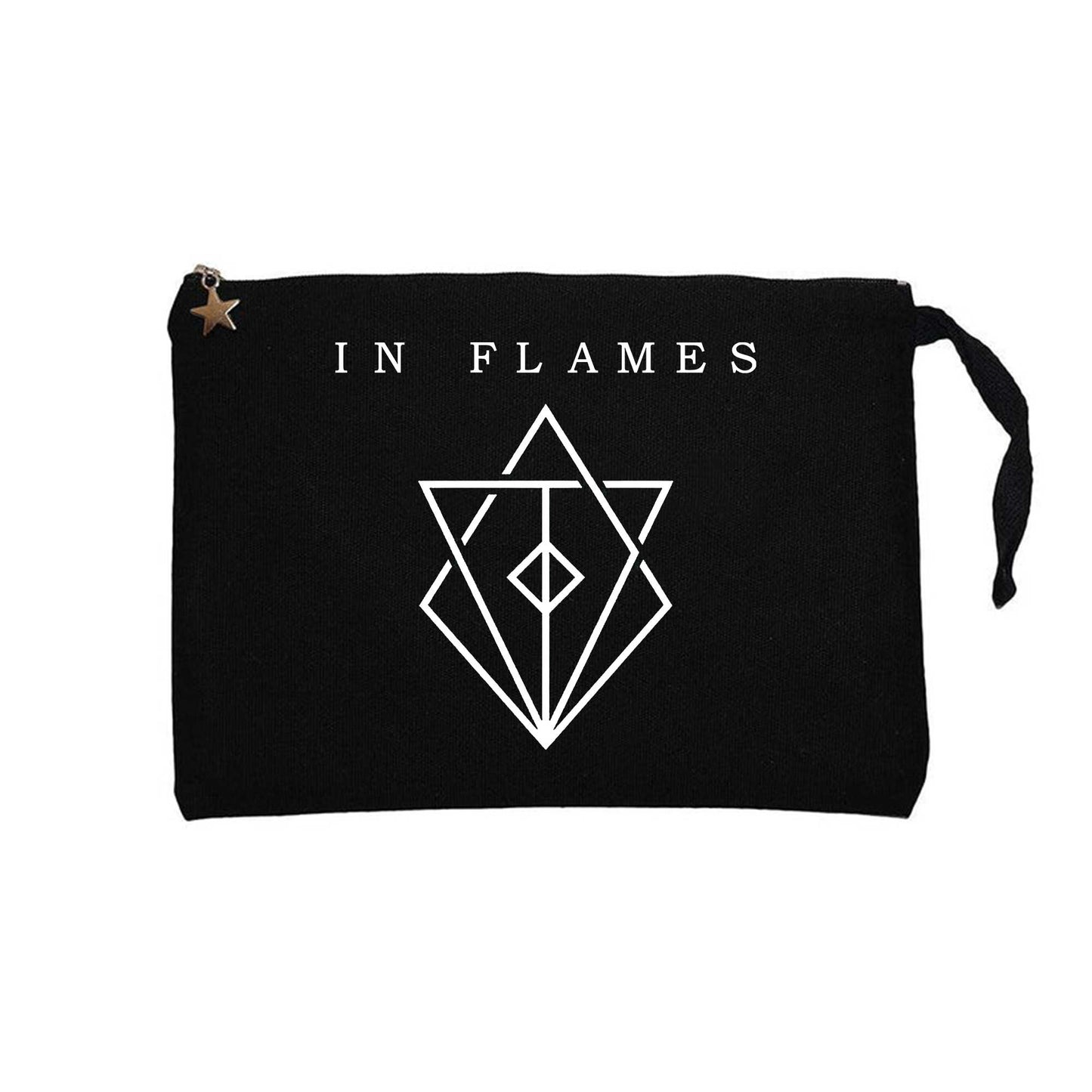 In Flames Symbol Logo Siyah Clutch Astarlı Cüzdan / El Çantası