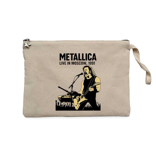 Metallica Live İn Moscow Krem Clutch Astarlı Cüzdan / El Çantası