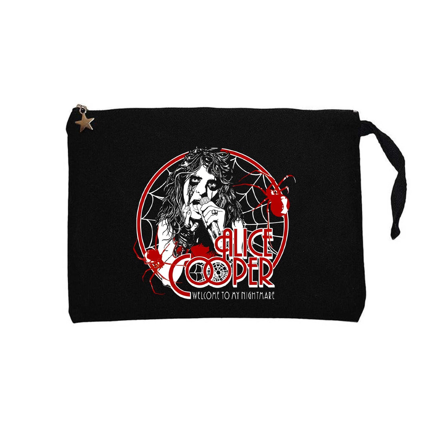 Alice Cooper Welcome To My Nightmare Red Siyah Clutch Astarlı Cüzdan / El Çantası