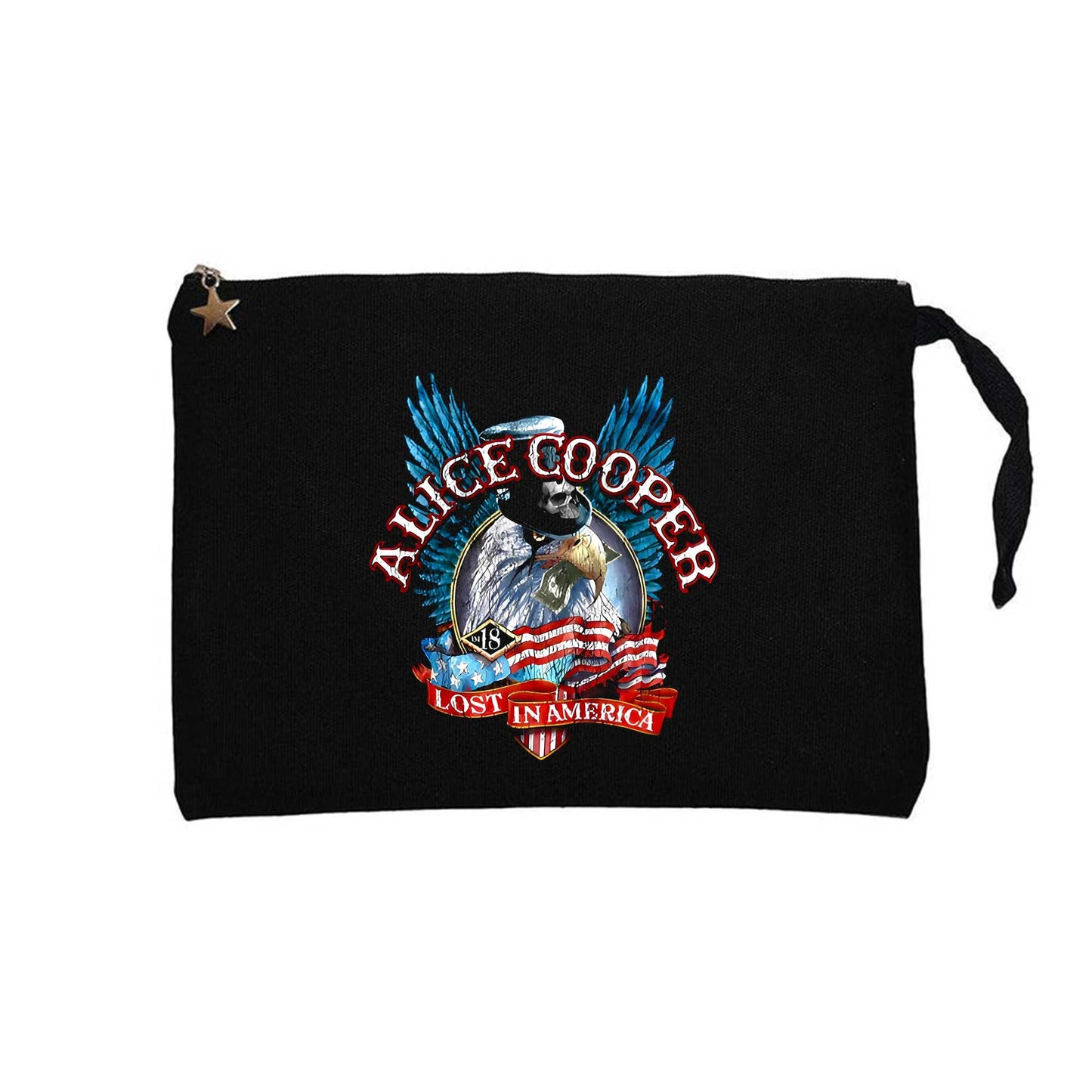 Alice Cooper Lost In America Siyah Clutch Astarlı Cüzdan / El Çantası