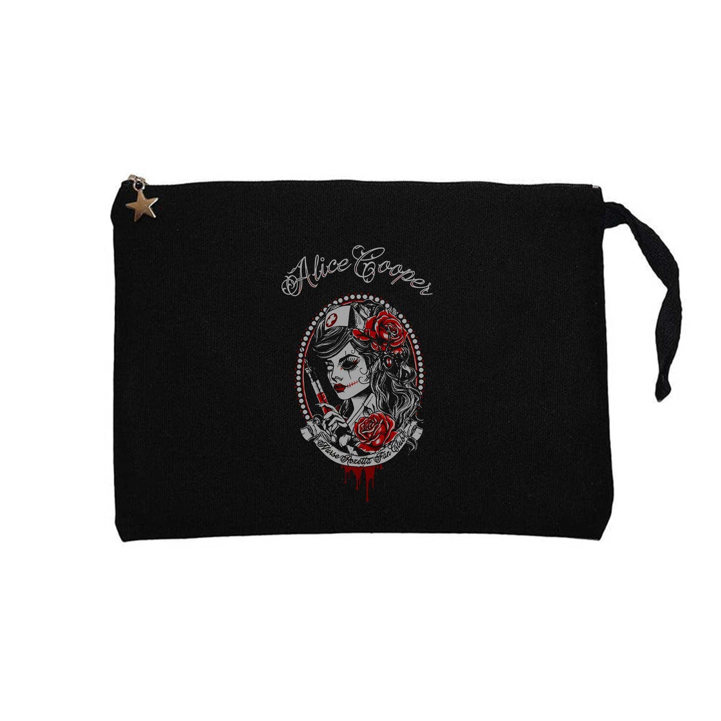 Alice Cooper Nurse Rozetta Fan Club Siyah Clutch Astarlı Cüzdan / El Çantası