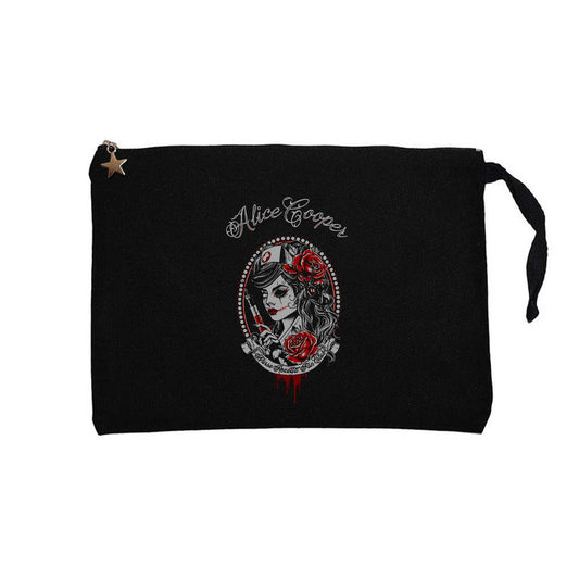 Alice Cooper Nurse Rozetta Fan Club Siyah Clutch Astarlı Cüzdan / El Çantası