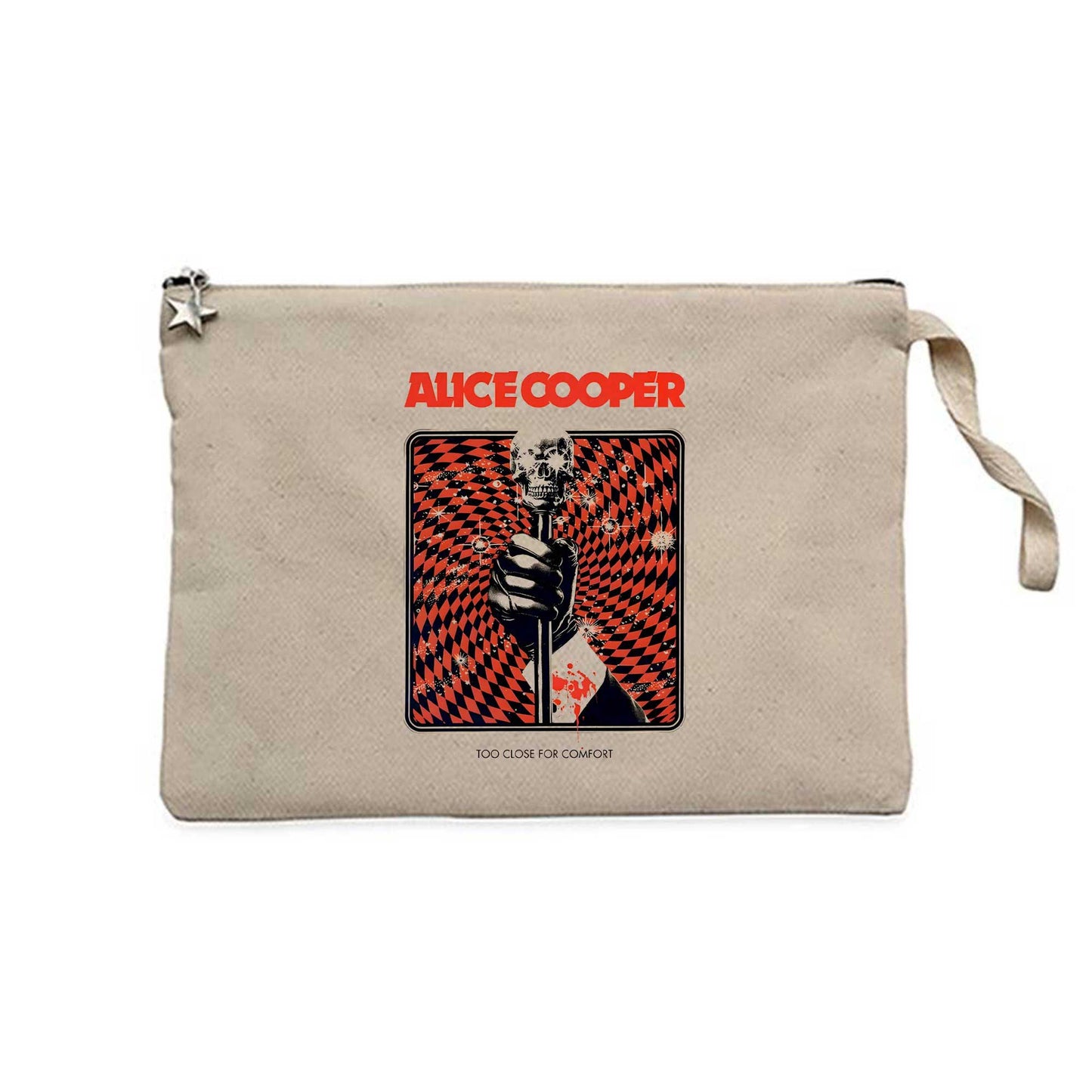 Alice Cooper Too Close For Comfort Mikrofon Krem Clutch Astarlı Cüzdan / El Çantası