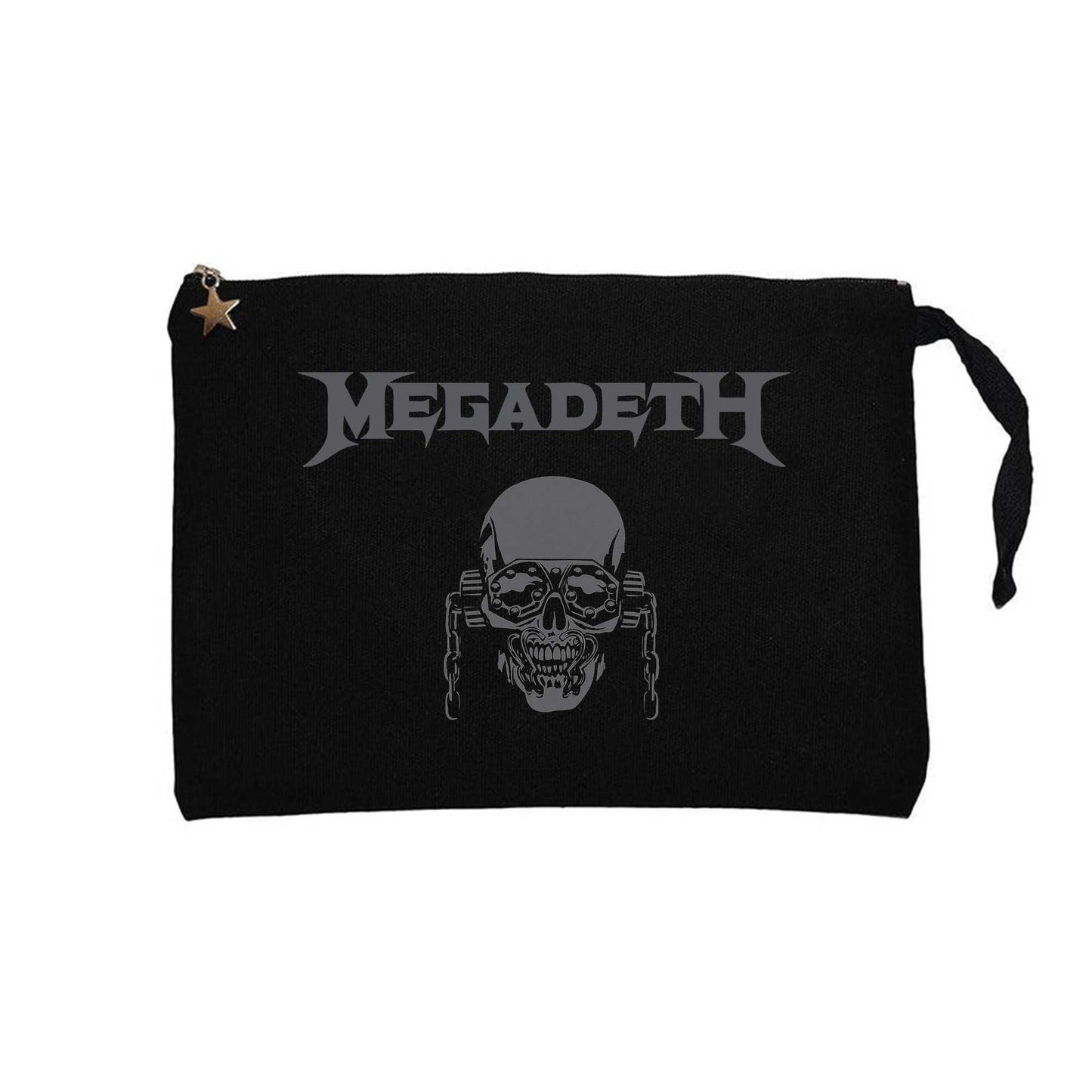 Megadeth Vic Rattlehead Skull Siyah Clutch Astarlı Cüzdan / El Çantası