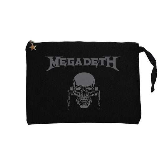 Megadeth Vic Rattlehead Skull Siyah Clutch Astarlı Cüzdan / El Çantası