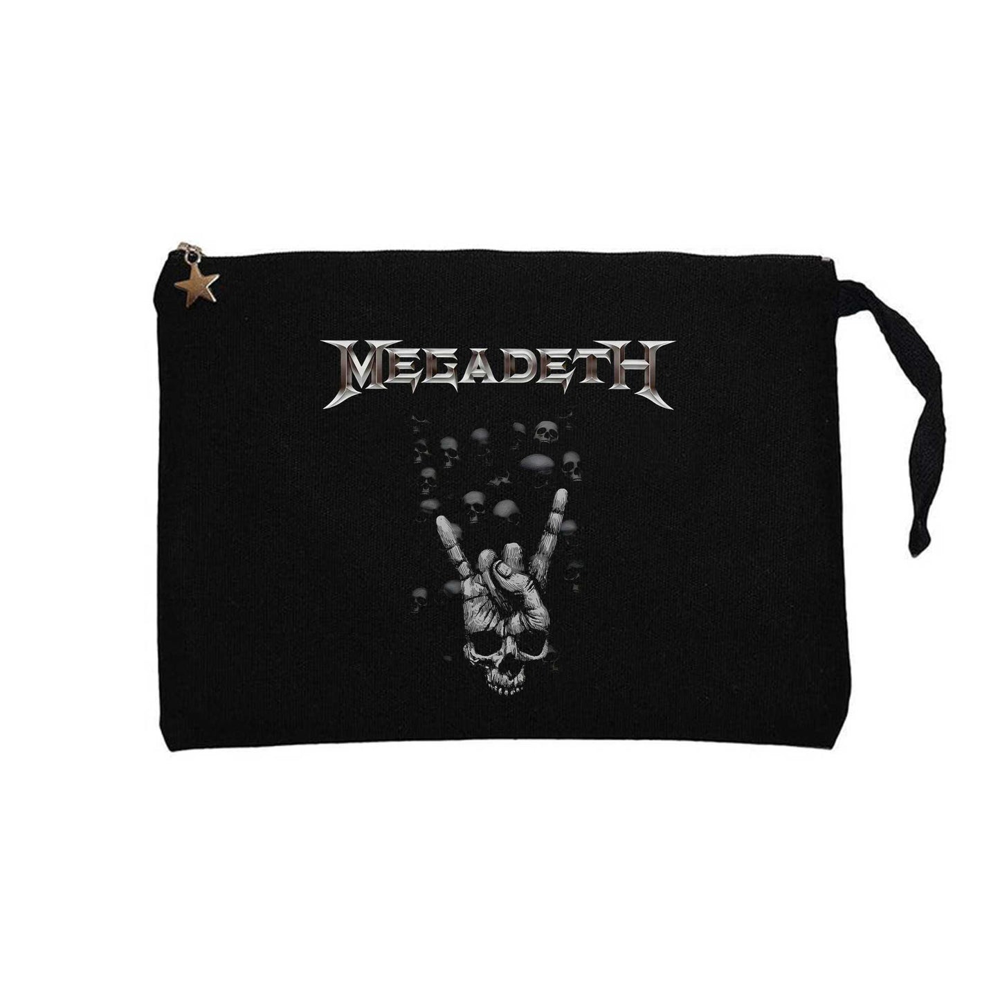 Megadeth Rock Sign Siyah Clutch Astarlı Cüzdan / El Çantası