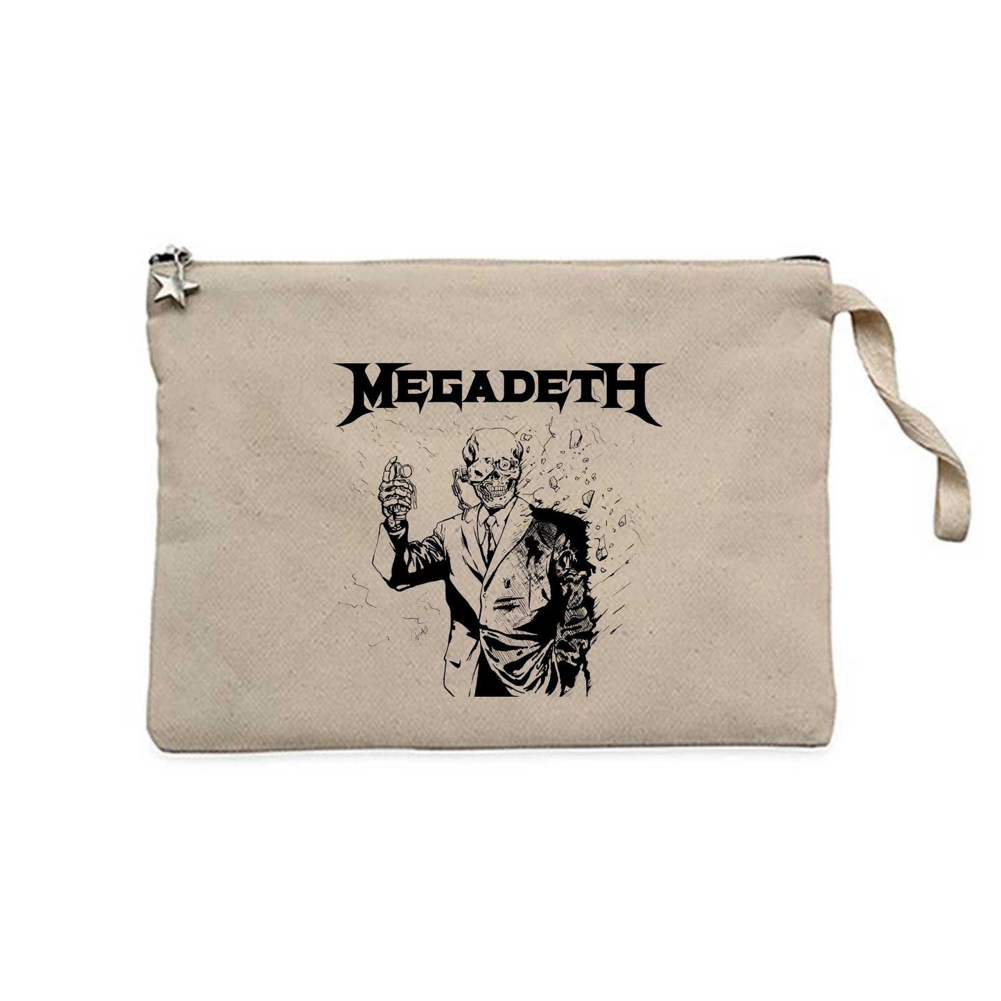 Megadeth Vic Rattlehead Portre Krem Clutch Astarlı Cüzdan / El Çantası