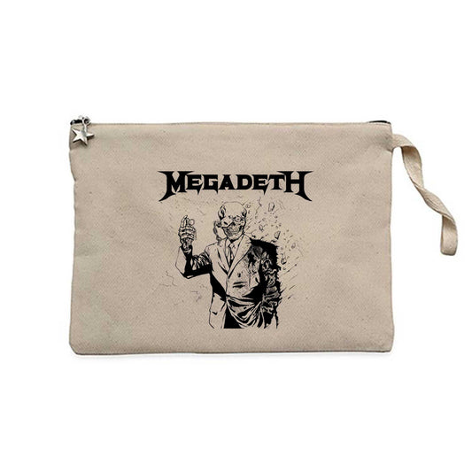 Megadeth Vic Rattlehead Portre Krem Clutch Astarlı Cüzdan / El Çantası