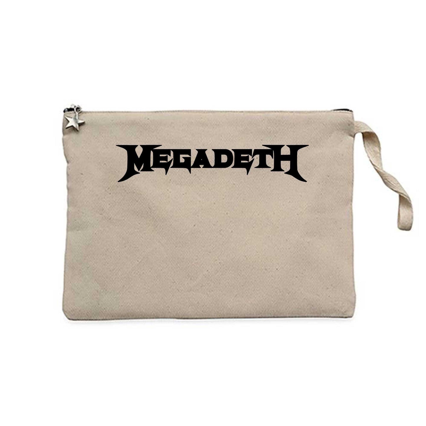Megadeth Text Krem Clutch Astarlı Cüzdan / El Çantası