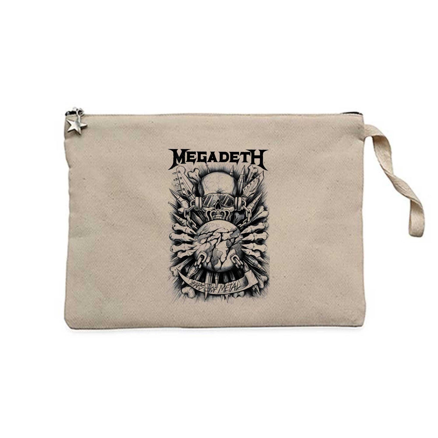 Megadeth Years Of Metal Krem Clutch Astarlı Cüzdan / El Çantası
