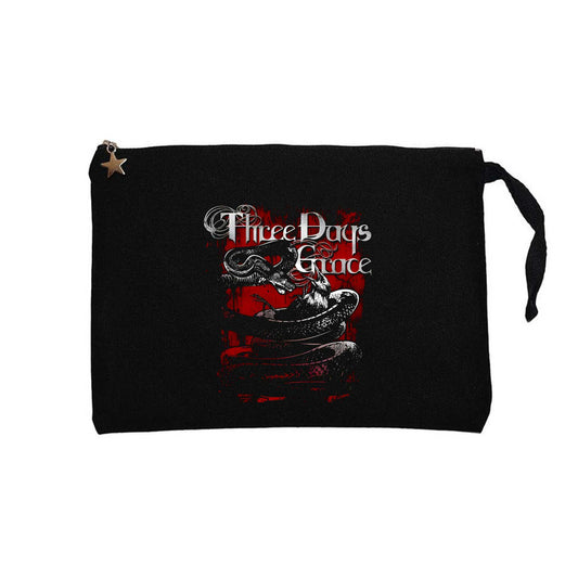 Three Days Grace Food Chain Siyah Clutch Astarlı Cüzdan / El Çantası