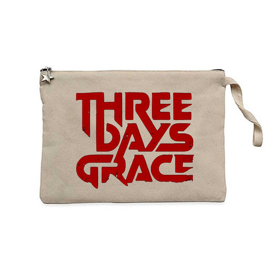 Three Days Grace Text Krem Clutch Astarlı Cüzdan / El Çantası