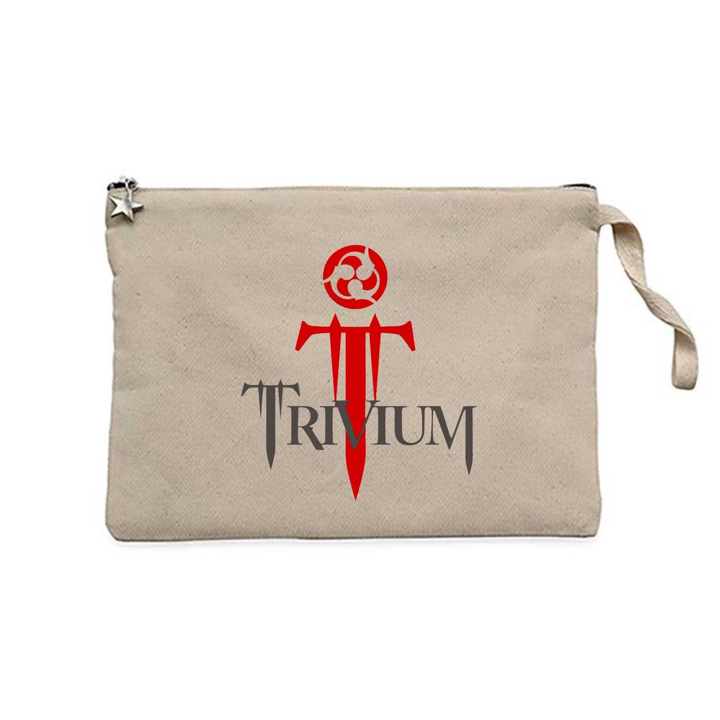 Trivium Logo Red Krem Clutch Astarlı Cüzdan / El Çantası