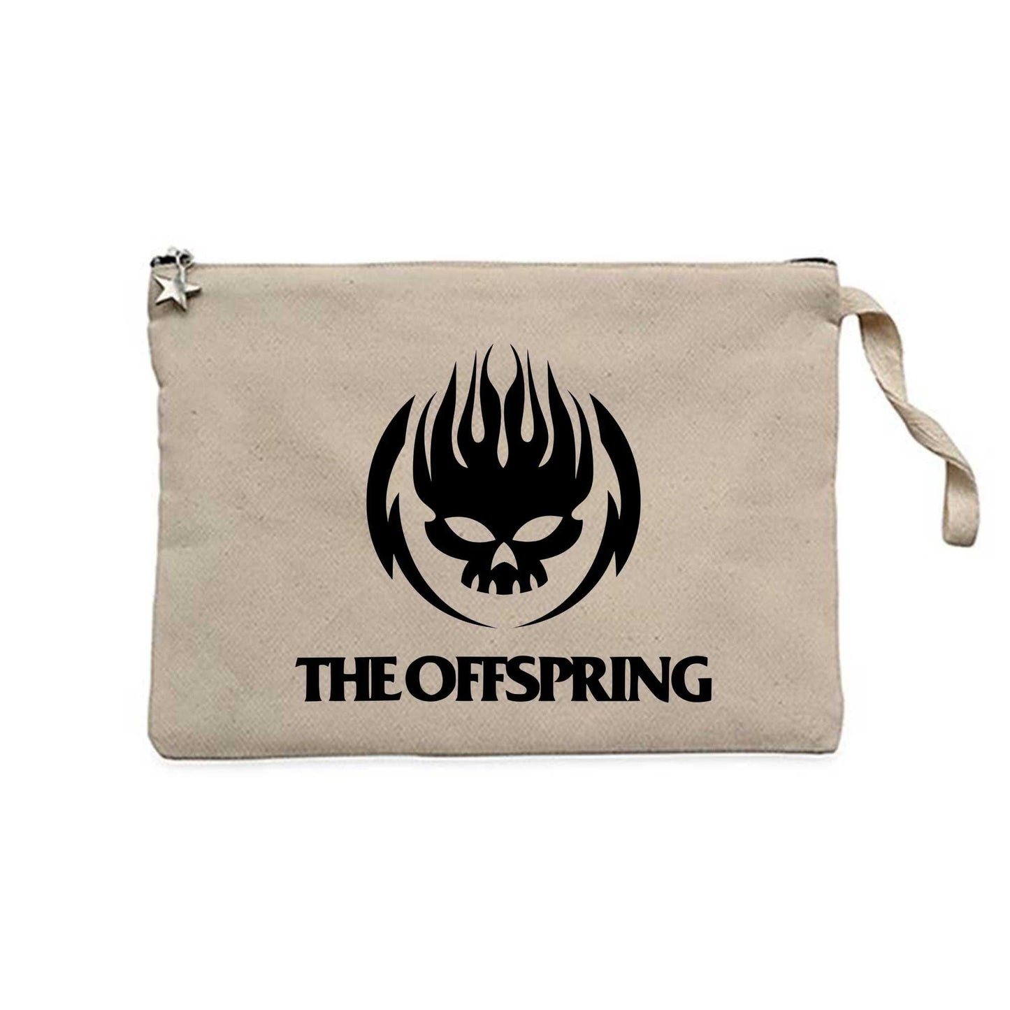 The Offspring Logo Skull Text Krem Clutch Astarlı Cüzdan / El Çantası