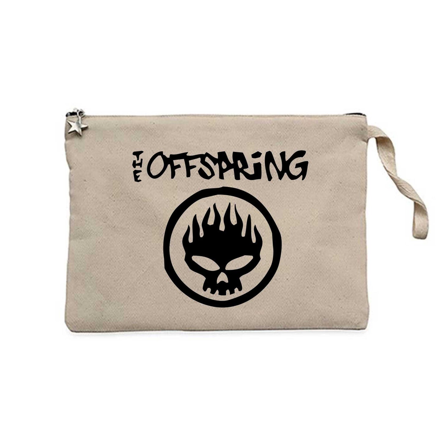 The Offspring Logo Text Skull Krem Clutch Astarlı Cüzdan / El Çantası