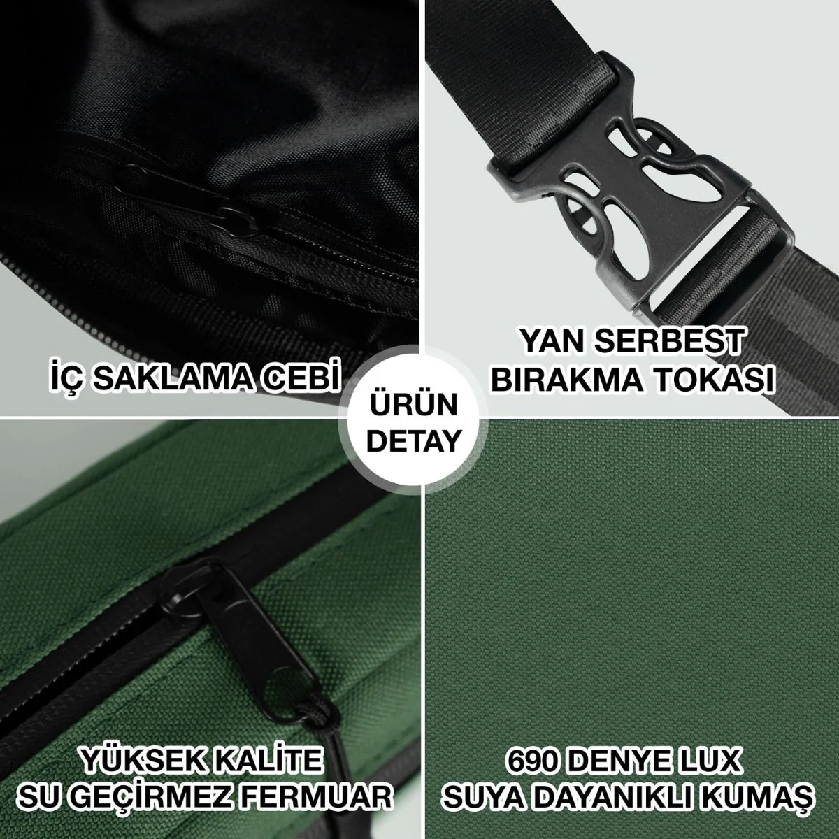 Bel Çantası Baskısız Yeşil Renk