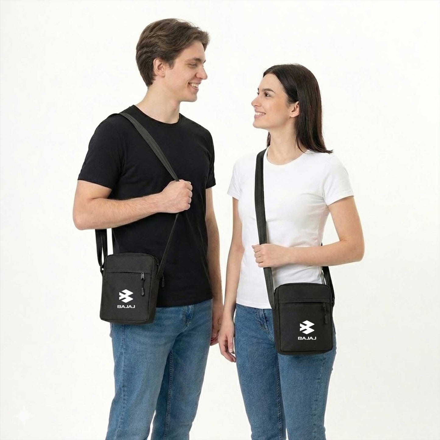 Bajaj White Logo Sevgili Çift Omuz Çantası