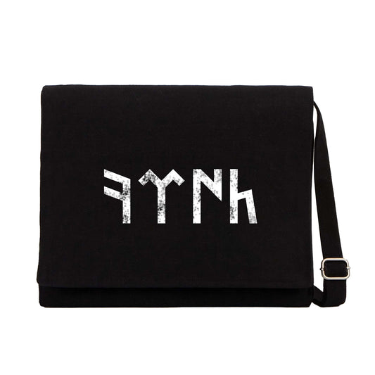 Göktürkçe Türk Siyah Kanvas Postacı Çantası