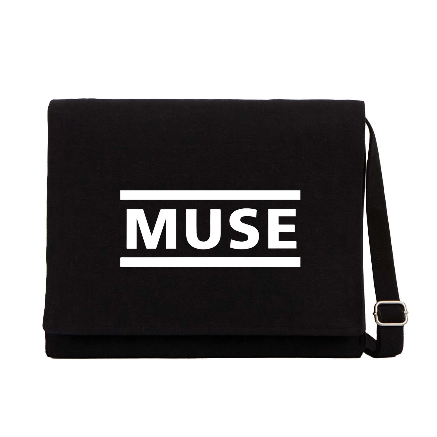 Muse Logo Siyah Kanvas Postacı Çantası