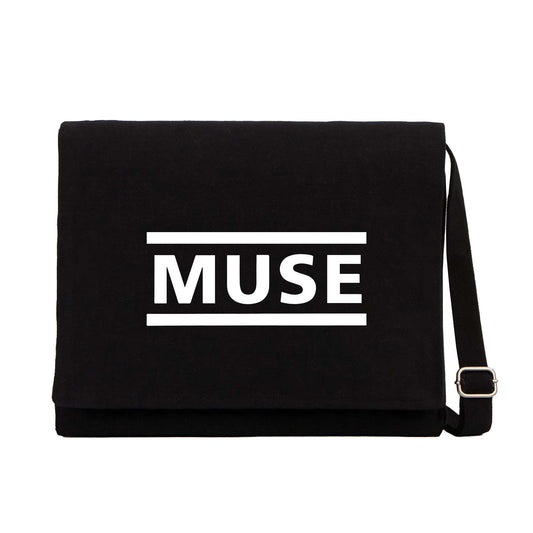 Muse Logo Siyah Kanvas Postacı Çantası