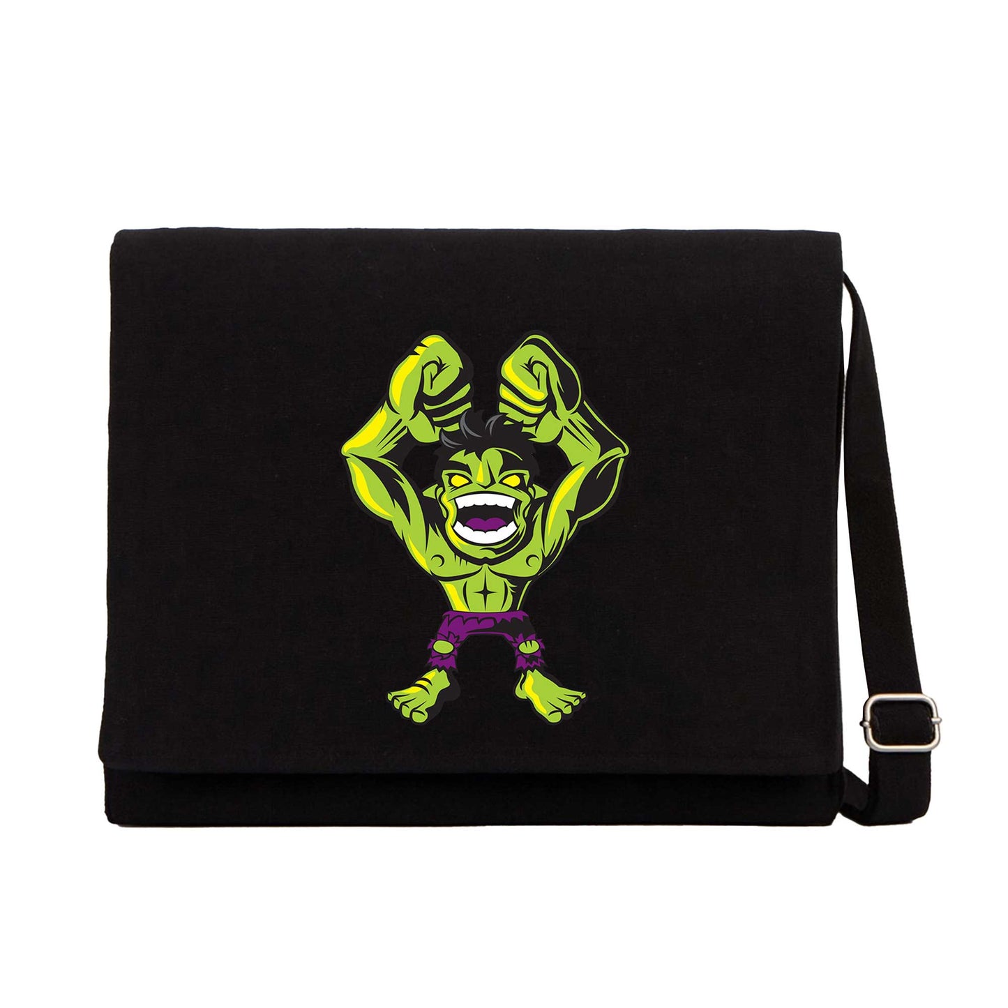 Hulk Cartoon Siyah Kanvas Postacı Çantası