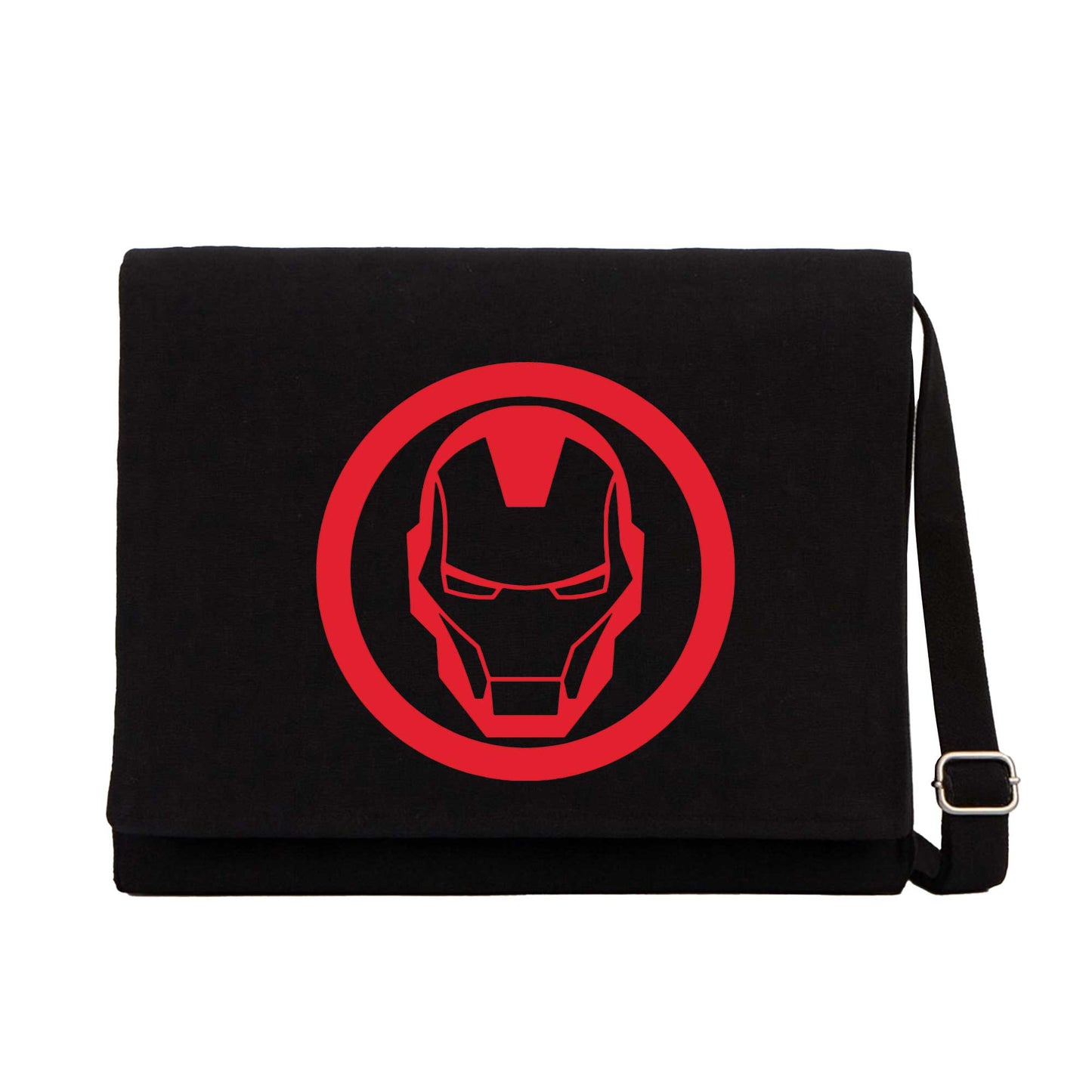 Iron Man Invincible Logo Siyah Kanvas Postacı Çantası