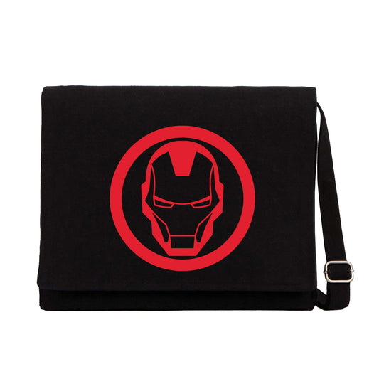 Iron Man Invincible Logo Siyah Kanvas Postacı Çantası