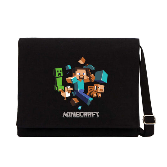 Minecraft Elements Siyah Kanvas Postacı Çantası