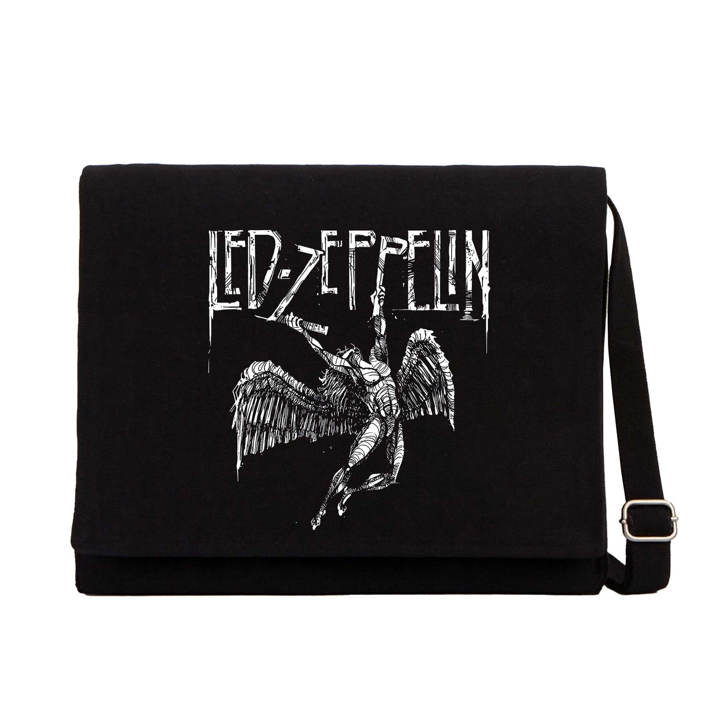 Led Zeppelin Failing Angel Siyah Kanvas Postacı Çantası