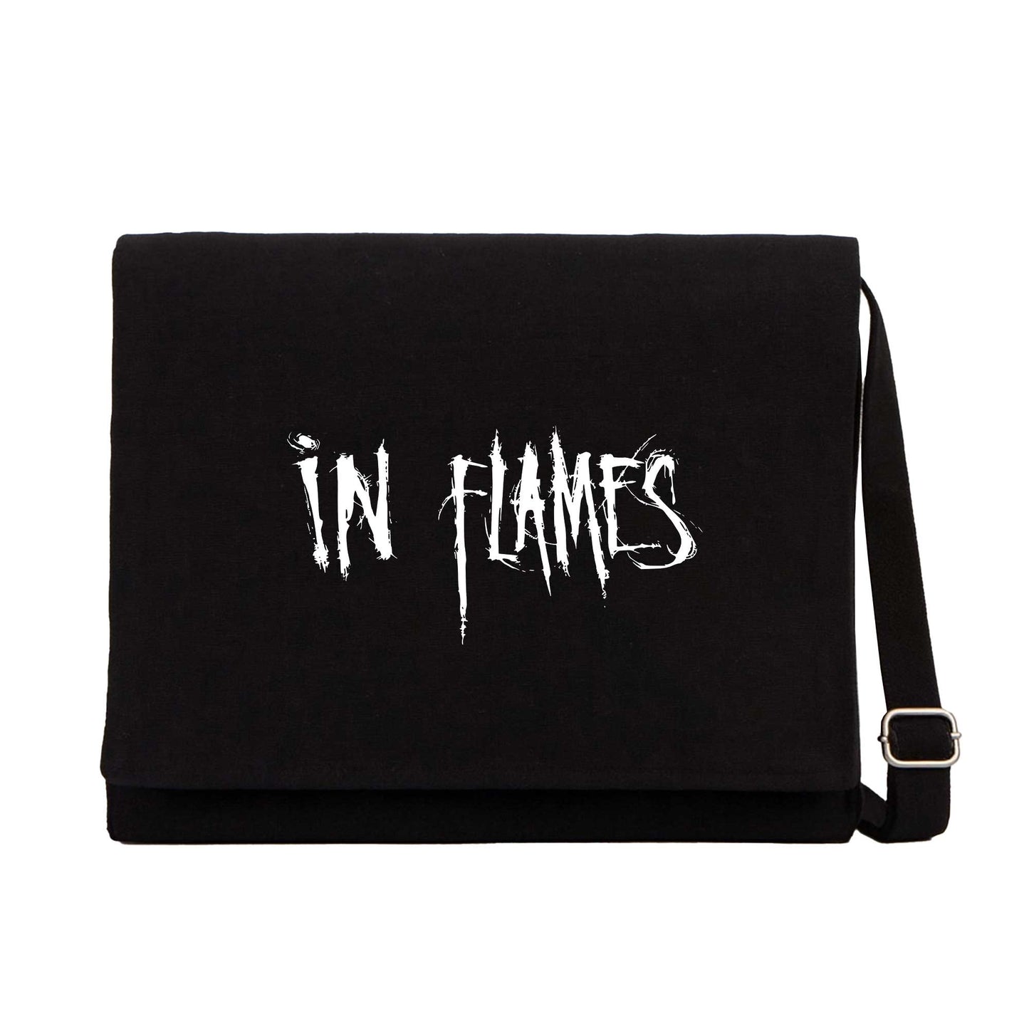 In Flames Logo Siyah Kanvas Postacı Çantası