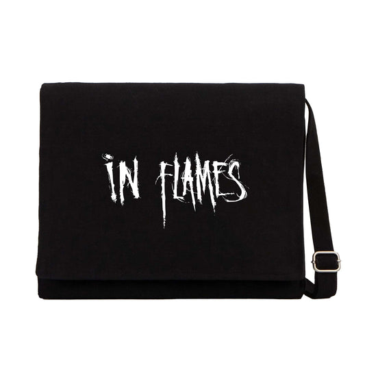 In Flames Logo Siyah Kanvas Postacı Çantası