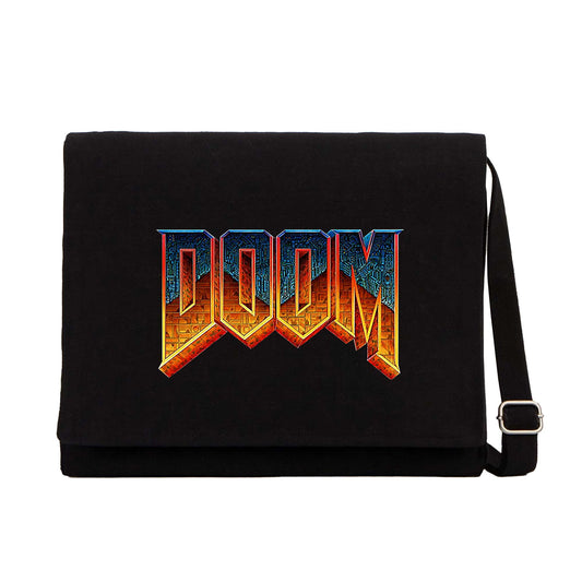 Doom Vintage Siyah Kanvas Postacı Çantası