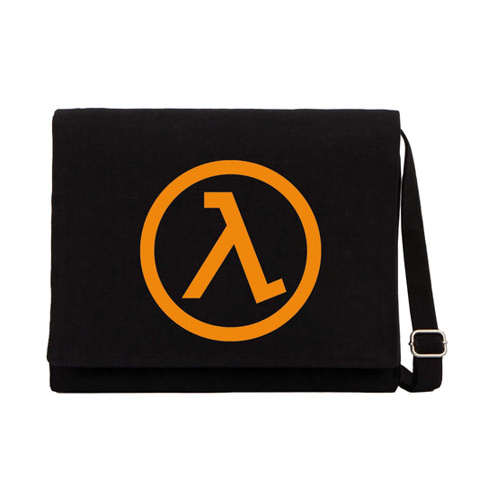 Half Life Logo Siyah Kanvas Postacı Çantası