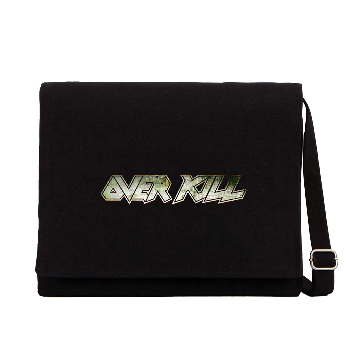 Overkill Logo Siyah Kanvas Postacı Çantası