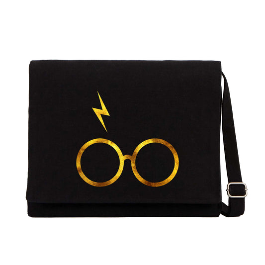 Harry Potter Glasses Siyah Kanvas Postacı Çantası