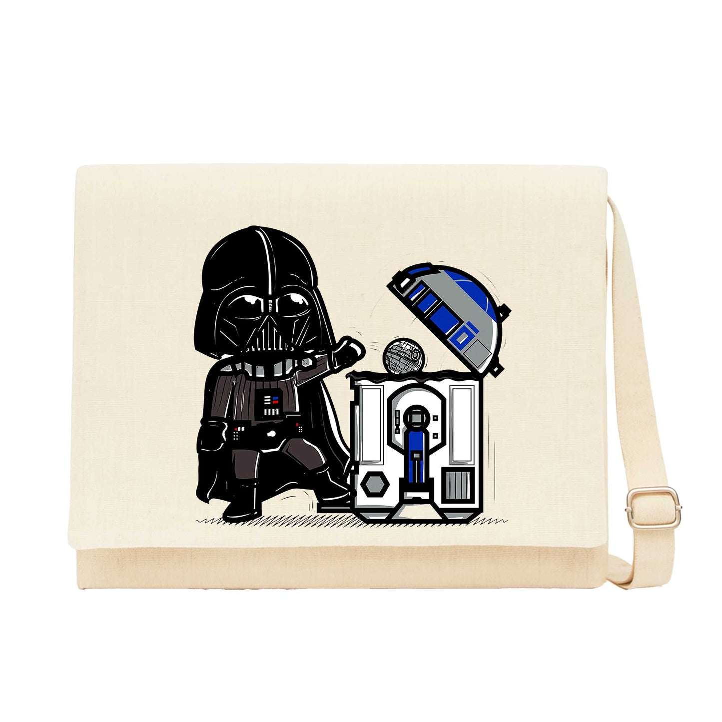 Darth Vader R2D2 Trashcan Krem Kanvas Postacı Çantası