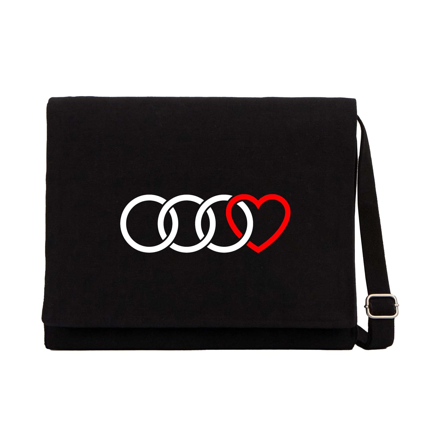 3 Audi Rings Hearth Siyah Kanvas Postacı Çantası